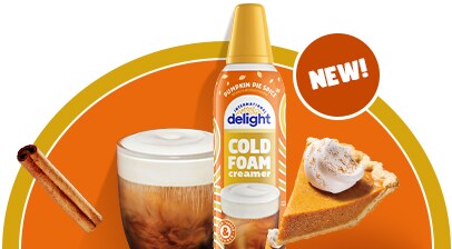 Foams. Creams. Featuring New International Delight Pumpkin Pie Spice cold foam creamer.