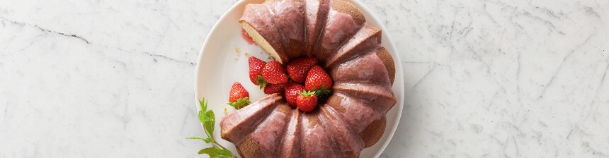 Moscato Pound Cake with Strawberry Glaze