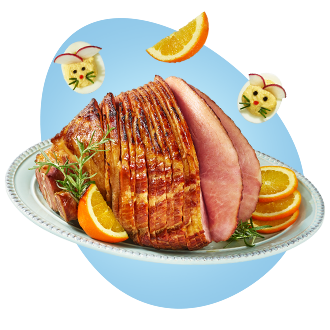 Image of sliced ham on serving dish