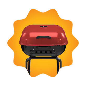 Small red outdoor grill.