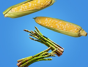 Fresh corn and asparagus.