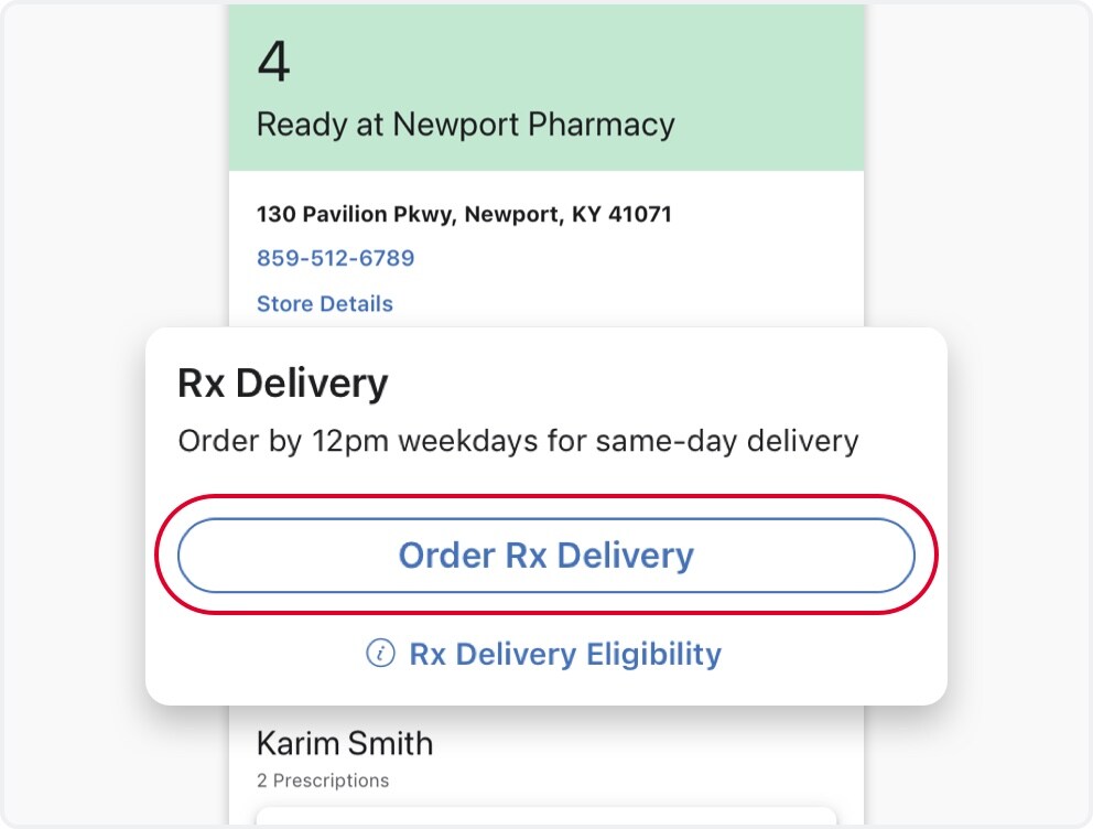Step three. Schedule Rx Delivery. Step three. Schedule Rx Delivery.