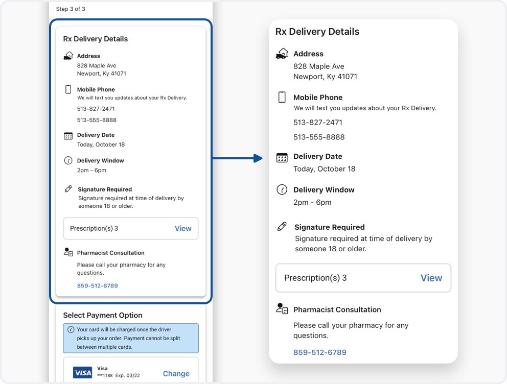Step six. Review Delivery Information. Step six. Review Delivery Information.