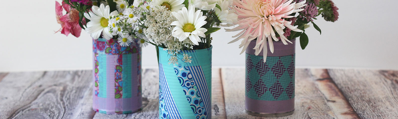 Flowers in tin cans Flowers in tin cans