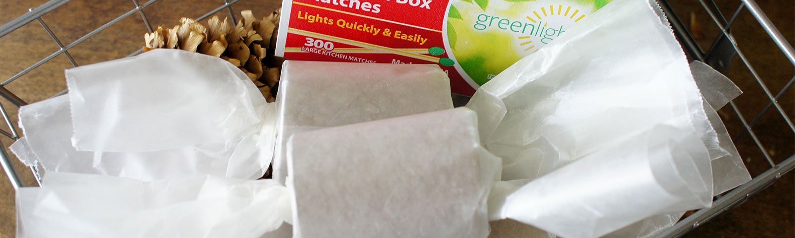 Toilet paper rolls wrapped in wax paper