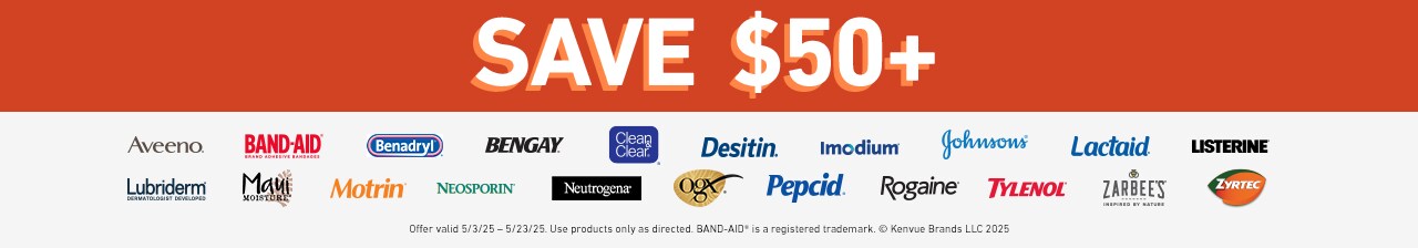 Save over $50 on qualifying brands