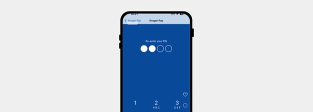 A phone screen showing how to set your pin for Kroger Pay