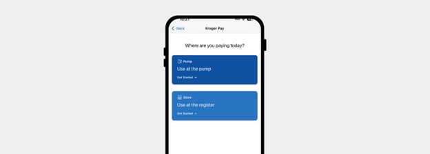 A phone showing options to Pay in Store or Pay at the Pump